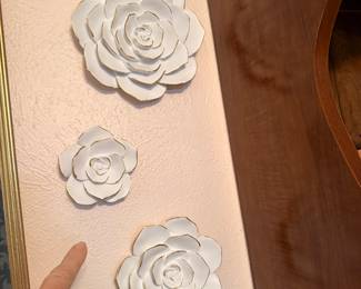 Matte finish white rose with gold trim wall decor that look amazing with the white w/ gold trim