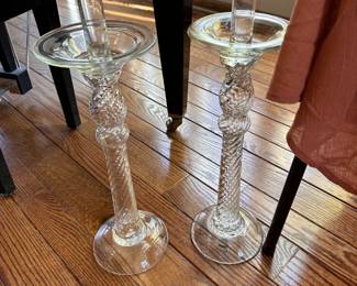 Large glass candle holders