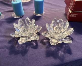 Shannon Crystal lotus flower candel holders