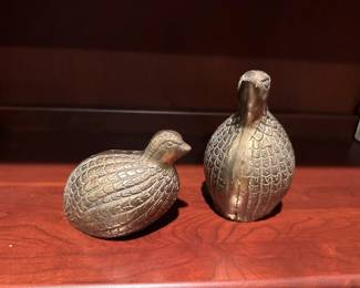 Brass quail decor
