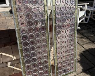 Vintage stained glass architectural transom panels - 43.5" x 14.5" each