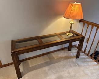 wood and glass console table