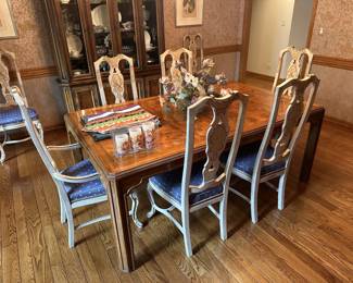 Drexel Heritage "Sketchbook" Collection Burl Wood Parquetry Dining table. *AVAILABLE FOR PRESALE*