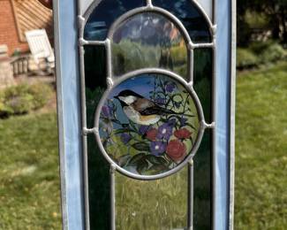 Chickadee stained glass - 13" x 7"
