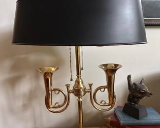Brass French Horn table lamp