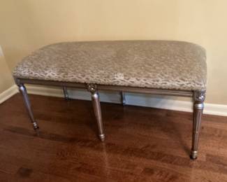 Two Stunning Silver Leaf & Velvet Benches - $400 Each