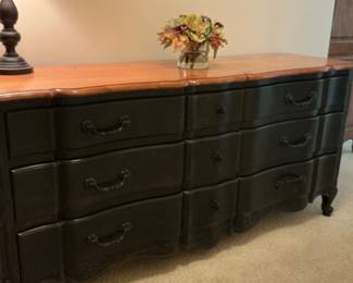 Beautiful Black Slighly Distressed Dresser with Natural Top - Askig $1000
