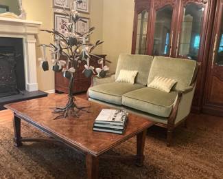 Beautiful Wood Coffee Table ~ $400. Accent Piece Tree w Sparkly Ornaments $150