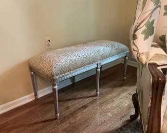Two Stunning Silver Leaf + Velvet Benches - $400 Each
