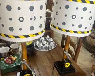 Pair "Hammer" motif lamps 