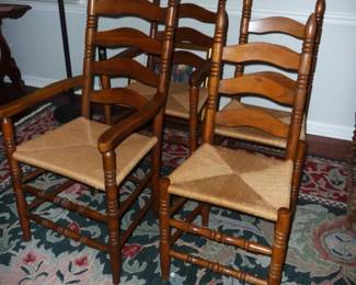 set of 4 vintage chairs rush seats