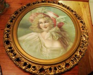 vintage lady round picture