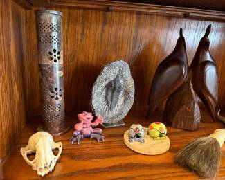 Reproduction Trilobites Fossil Ironwood Quail MCM sculpture