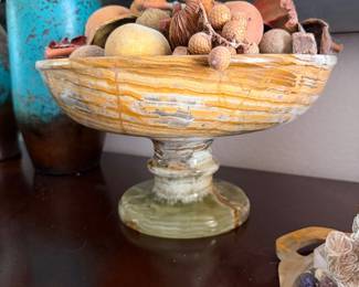 Green Onyx pedestal bowl