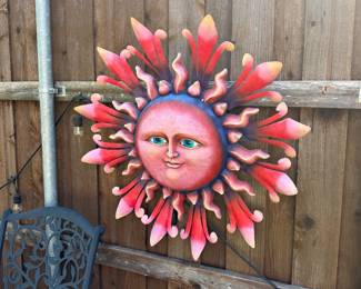 Large metal painted sun