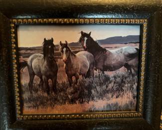 N Glazier framed horse Western art