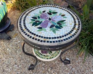 Mosaic style concrete patio table