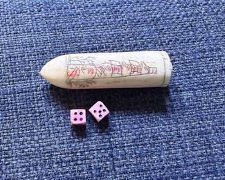 Scrimshaw “Bullet” With Mini Dice