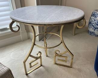 18 Marble Top Greek Key Base Side Table