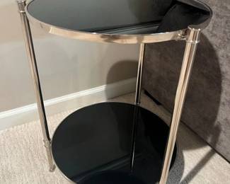 18 Onyx Glass 2Tier Metal Accent Table