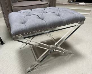 18 Allura By Sunpan Modern Home Button Tufted Lucite XFrame Ottoman