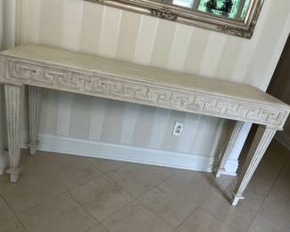 18 Distressed Neoclassical Greek Key Console Table