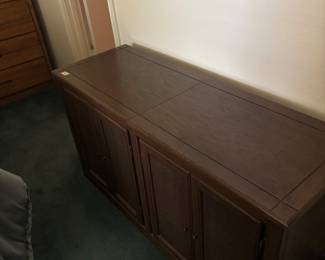 Converted console storage cabinet