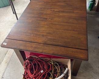 Table, extension cords