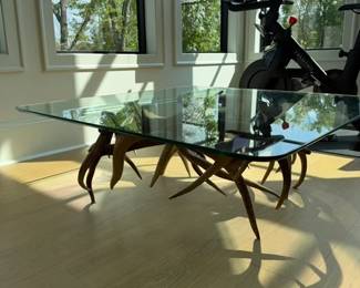 Glass Top Antler Coffee Table