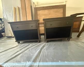 Restoration Hardware Nightstands - Pounded Metal Over Wood