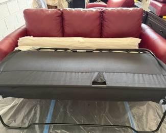 Red Leather Convertible Sofa Bed