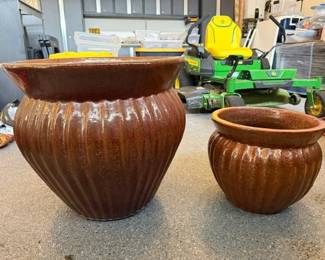 Small and Large Glazed Clay Planter