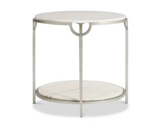 Bernhardt Morello Round Marble and Metal End Table