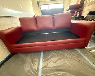 Red Leather Convertible Sofa Bed