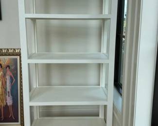 Contemporary White Etagere/Bookcase With Bottom Drawer
