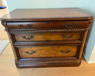 Solid Burl and Inlay 2 Drawer Filing Cabinet 32" H 52.5"L 23"W