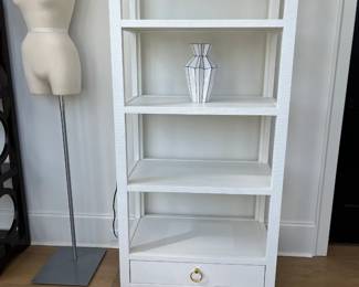 Contemporary White Etagere/Bookcase With Bottom Drawer