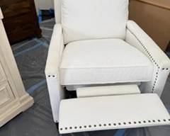 Pottery Barn White Recliner with Nailheads
