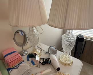 Pair of crystal glass lamps