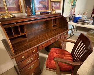80’s Roll top Desk with vintage chair