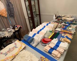 New and used table linens, crocheted doilies and hand embroidery
