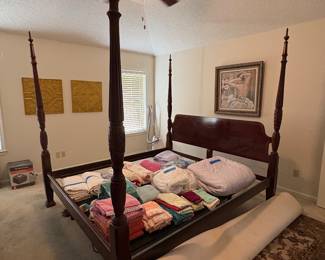 Mahogany King 4poster carved rice bed