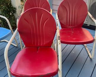 Vintage red metal chairs