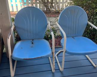 Blue metal chairs