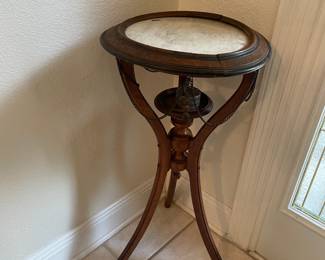 #9-$100 Antique plant stand marble insert 31x15