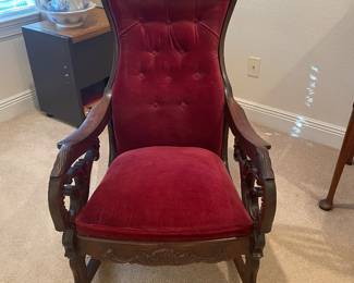 #41 - $150 Red Velvet Victorian Rocker