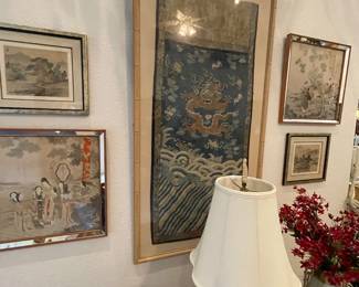 #14-$150 set of 2 Antique Japanese prints in mirror frames 17x17 