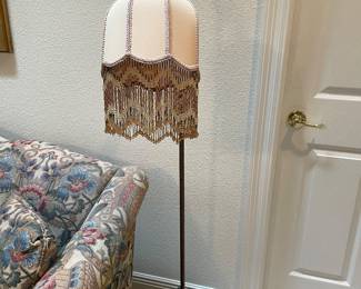 #88-$90 Beaded floor lamp 60' Tall Lavender & white beads 