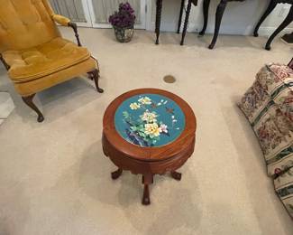 #16-$100 Asian plant stand enamel top 16x19