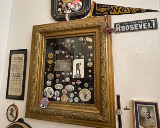 #27-$90 Presidential Elections Pins Victorian Frame 26x31 